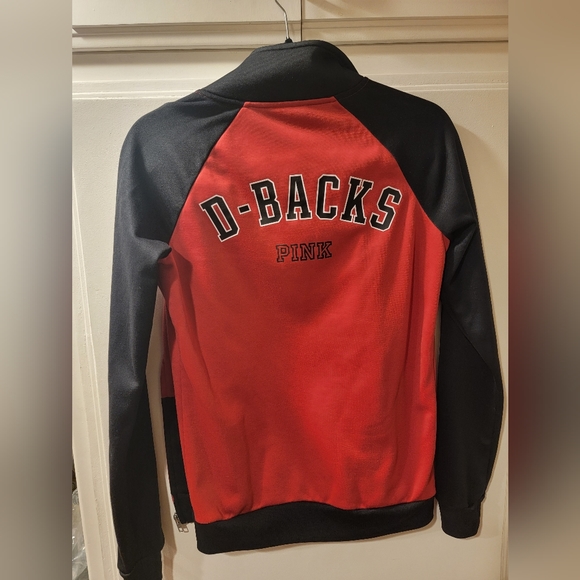 Victoria's Secret PINK Zip Baseball Jacket Size XS Diamondbacks AZ Red/Black - Picture 2 of 11